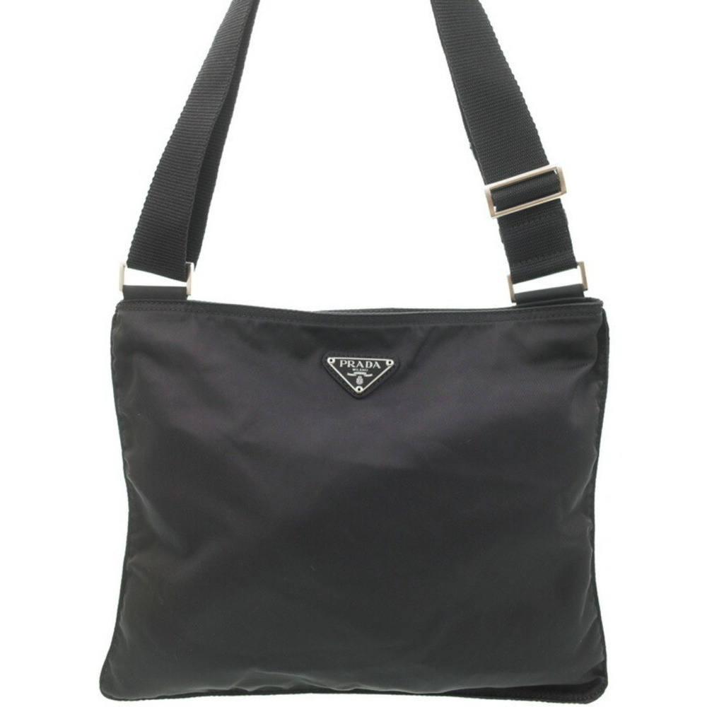 Prada shoulder bag triangle logo plate Black